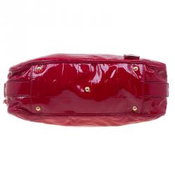 مملوكة مسبقًا حقيبة يد سان لوران باريس ريف غوش قفل دوار جلد نقشة تمساح أحمر لامع 