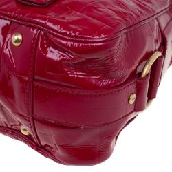 مملوكة مسبقًا حقيبة يد سان لوران باريس ريف غوش قفل دوار جلد نقشة تمساح أحمر لامع 