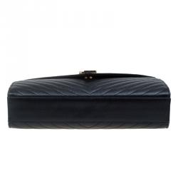 Pre Owned Saint Laurent Paris Black Matelasse Leather Large Cassandre Flap Bag