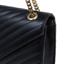 Pre Owned Saint Laurent Paris Black Matelasse Leather Large Cassandre Flap Bag
