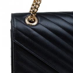 Pre Owned Saint Laurent Paris Black Matelasse Leather Large Cassandre Flap Bag
