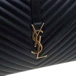 Pre Owned Saint Laurent Paris Black Matelasse Leather Large Cassandre Flap Bag