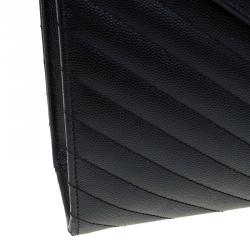 Pre Owned Saint Laurent Paris Black Matelasse Leather Large Cassandre Flap Bag