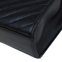 Pre Owned Saint Laurent Paris Black Matelasse Leather Large Cassandre Flap Bag