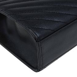 Pre Owned Saint Laurent Paris Black Matelasse Leather Large Cassandre Flap Bag