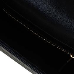 Pre Owned Saint Laurent Paris Black Matelasse Leather Large Cassandre Flap Bag