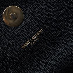 Pre Owned Saint Laurent Paris Black Matelasse Leather Large Cassandre Flap Bag