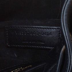 Pre Owned Saint Laurent Paris Black Leather Small Emmanuelle Fringed Bucket Bag