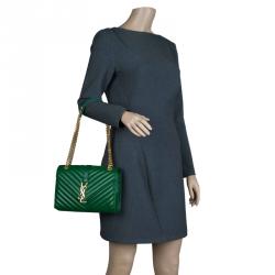 Saint Laurent Paris Green Leather Medium Cassandre Flap Bag