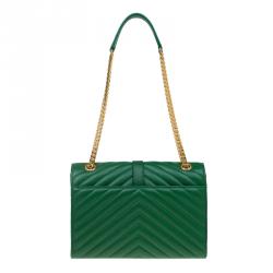 Saint Laurent Paris Green Leather Medium Cassandre Flap Bag