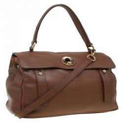 Saint Laurent Paris Brown Leather Medium Muse Two Satchel