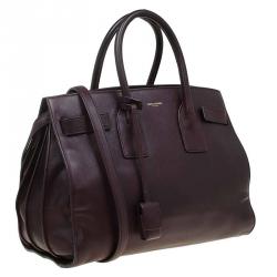 مملوكة مسبقًا Saint Laurent Paris Burgundy Leather Small Classic Sac De Jour Tote