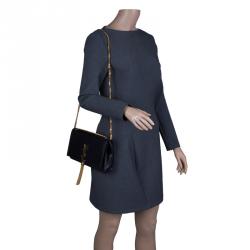 Pre Owned Saint Laurent Paris Black Leather Medium Tassel Crossbody Bag