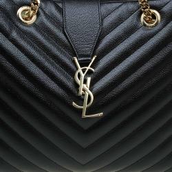 مملوكة مسبقًا Saint Laurent Paris Black Matelasse Leather Cassandre Shopper Tote