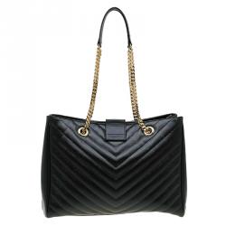 مملوكة مسبقًا Saint Laurent Paris Black Matelasse Leather Cassandre Shopper Tote