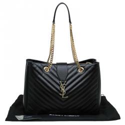 مملوكة مسبقًا Saint Laurent Paris Black Matelasse Leather Cassandre Shopper Tote