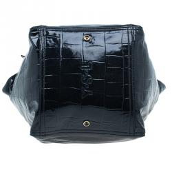 Pre Owned حقيبة سان لوران باريس داون تاون جلد نقشة التمساح أسود لامع وسط