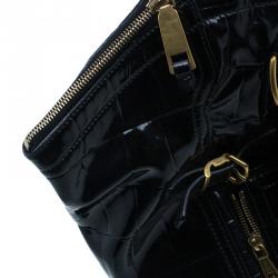 Pre Owned حقيبة سان لوران باريس داون تاون جلد نقشة التمساح أسود لامع وسط