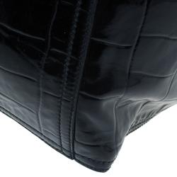 Pre Owned حقيبة سان لوران باريس داون تاون جلد نقشة التمساح أسود لامع وسط