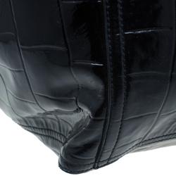 Pre Owned حقيبة سان لوران باريس داون تاون جلد نقشة التمساح أسود لامع وسط