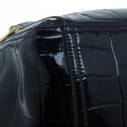 Pre Owned حقيبة سان لوران باريس داون تاون جلد نقشة التمساح أسود لامع وسط