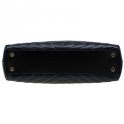 Pre Owned Saint Laurent Paris Black Matelasse Leather Cassandre Shopper Tote