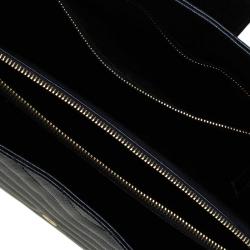 Pre Owned Saint Laurent Paris Black Matelasse Leather Cassandre Shopper Tote