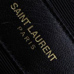 Pre Owned Saint Laurent Paris Black Matelasse Leather Cassandre Shopper Tote