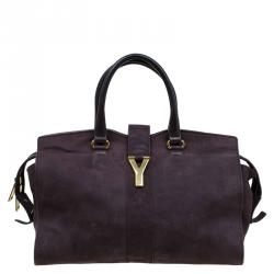 Saint Laurent Paris Dark Brown Leather Medium Cabas Chyc Satchel