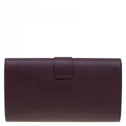 Pre Owned حقيبة كلاتش سان لوران باريس شيك كبيرة جلد عنابية