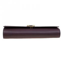 Pre Owned حقيبة كلاتش سان لوران باريس شيك كبيرة جلد عنابية