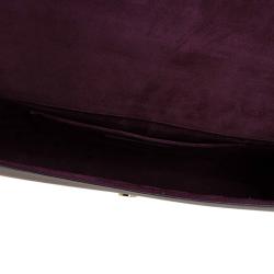 Pre Owned حقيبة كلاتش سان لوران باريس شيك كبيرة جلد عنابية