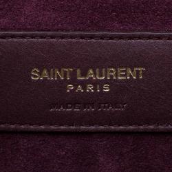 Pre Owned حقيبة كلاتش سان لوران باريس شيك كبيرة جلد عنابية