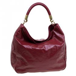 Saint Laurent Paris Burgundy Patent Leather Roady Hobo