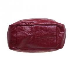Saint Laurent Paris Burgundy Patent Leather Roady Hobo