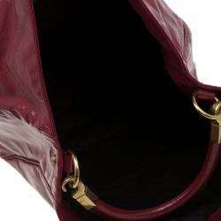 Saint Laurent Paris Burgundy Patent Leather Roady Hobo