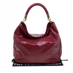 Saint Laurent Paris Burgundy Patent Leather Roady Hobo
