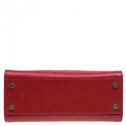 Pre Owned حقيبة سان لوران باريس يد علوية كانفاس مونوغرامي كاباس صغيرة جلد حمراء