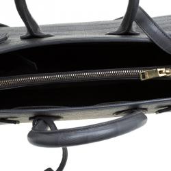 Pre Owned Saint Laurent Paris Grey Croc Embossed Leather Small Classic Sac De Jour Tote