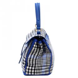 مملوكة مسبقًا Saint Laurent Paris Houndstooth Wool/Leather Large Muse Two Top Handle Bag