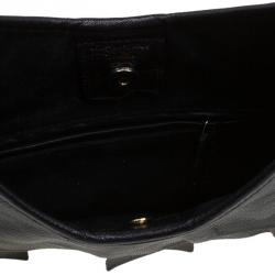 Saint Laurent Paris Black Leather St.Tropez Horn Hobo