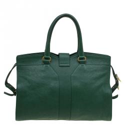 Saint Laurent Paris Green Leather Medium Cabas Chyc Satchel