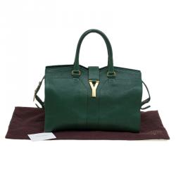 Saint Laurent Paris Green Leather Medium Cabas Chyc Satchel