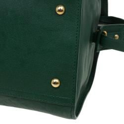 Saint Laurent Paris Green Leather Medium Cabas Chyc Satchel