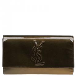 Pre Owned حقيبة كلاتش سان لوران باريس قلاب بَل دو جور جلد لامعة برونزية