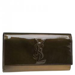 Pre Owned حقيبة كلاتش سان لوران باريس قلاب بَل دو جور جلد لامعة برونزية