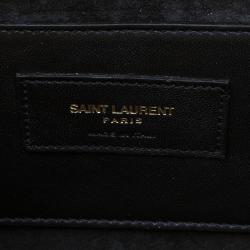 Pre Owned Saint Laurent Paris Gold Python Embossed Leather Medium Tassel Crossbody Bag