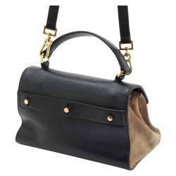 Pre Owned Saint Laurent Paris Bi Color Leather/Suede Muse Two Satchel