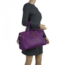 Pre Owned حقيبة سان لوران باريس كاباس شيك متوسط جلد بنفسجية