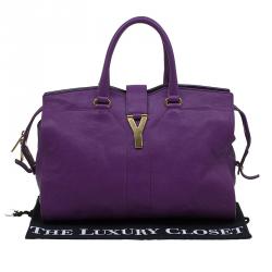 Pre Owned حقيبة سان لوران باريس كاباس شيك متوسط جلد بنفسجية